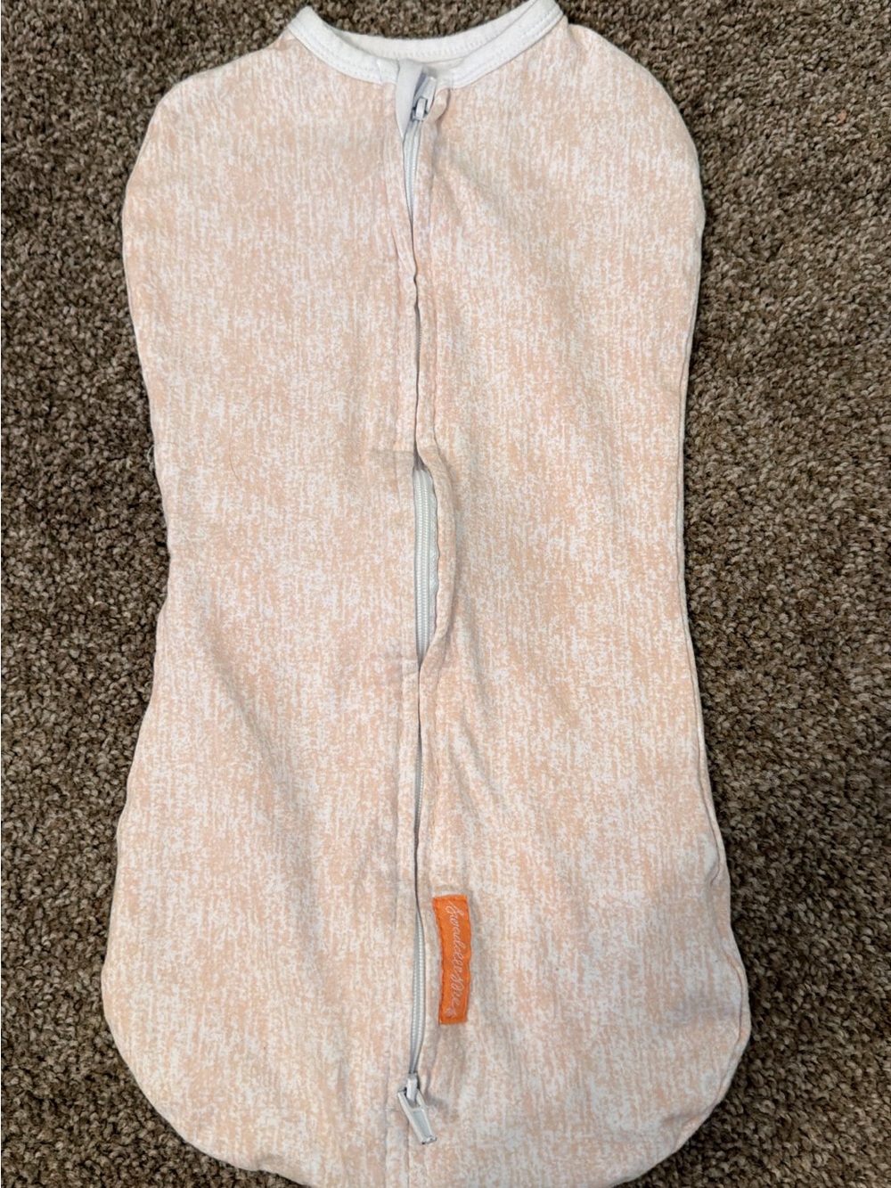 Peach Marled Baby Swaddle with Center Zip